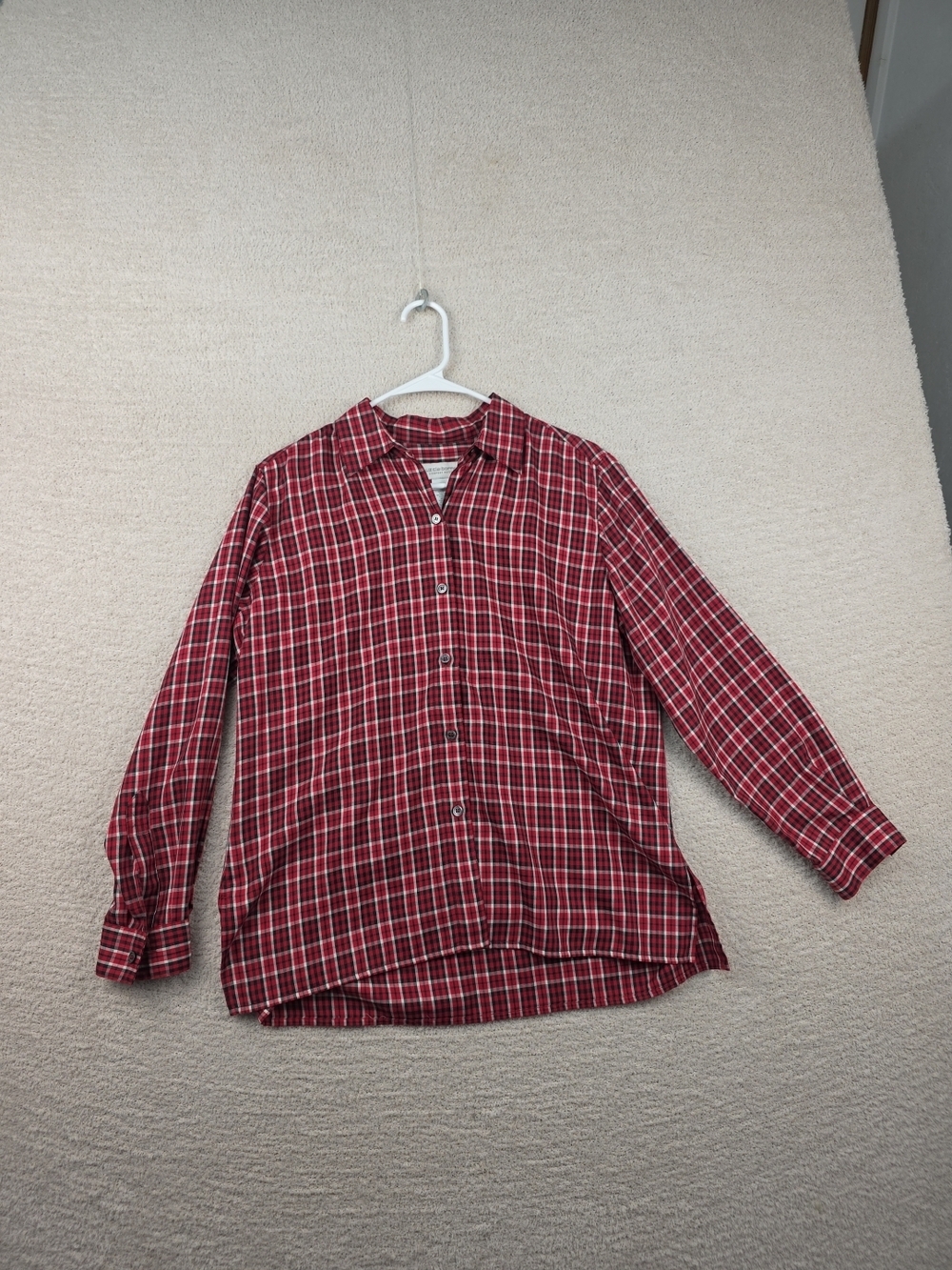 Liz Claiborne Lizsport Petite Red Plaid Button Down Shirt Size S Long Sleeve